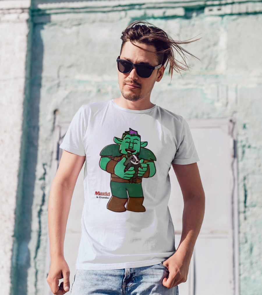 Mudd & Omino Goblin Character Embracing Pet Badger T-Shirt