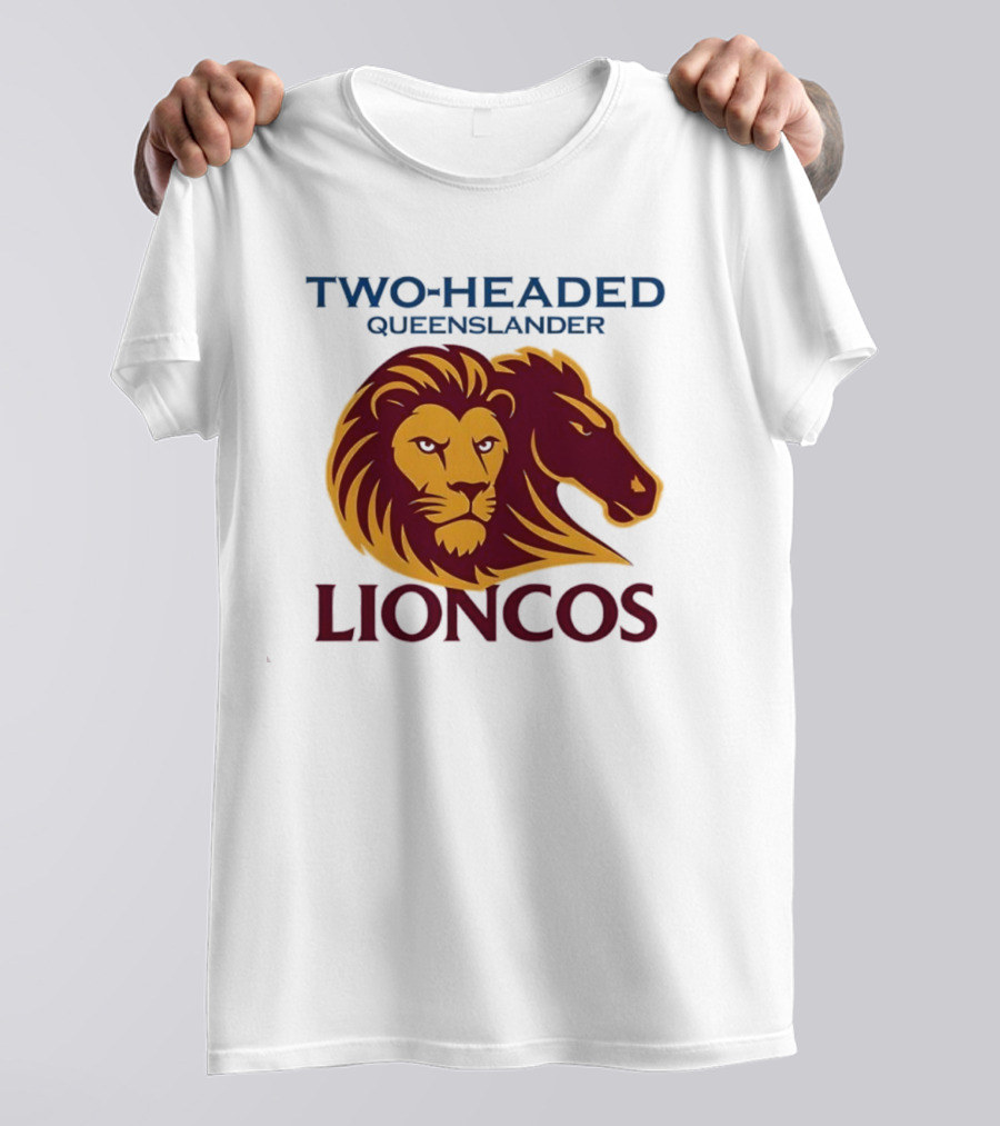 Two Headed Queenslander Lioncos Lion And Horse Head T-Shirt