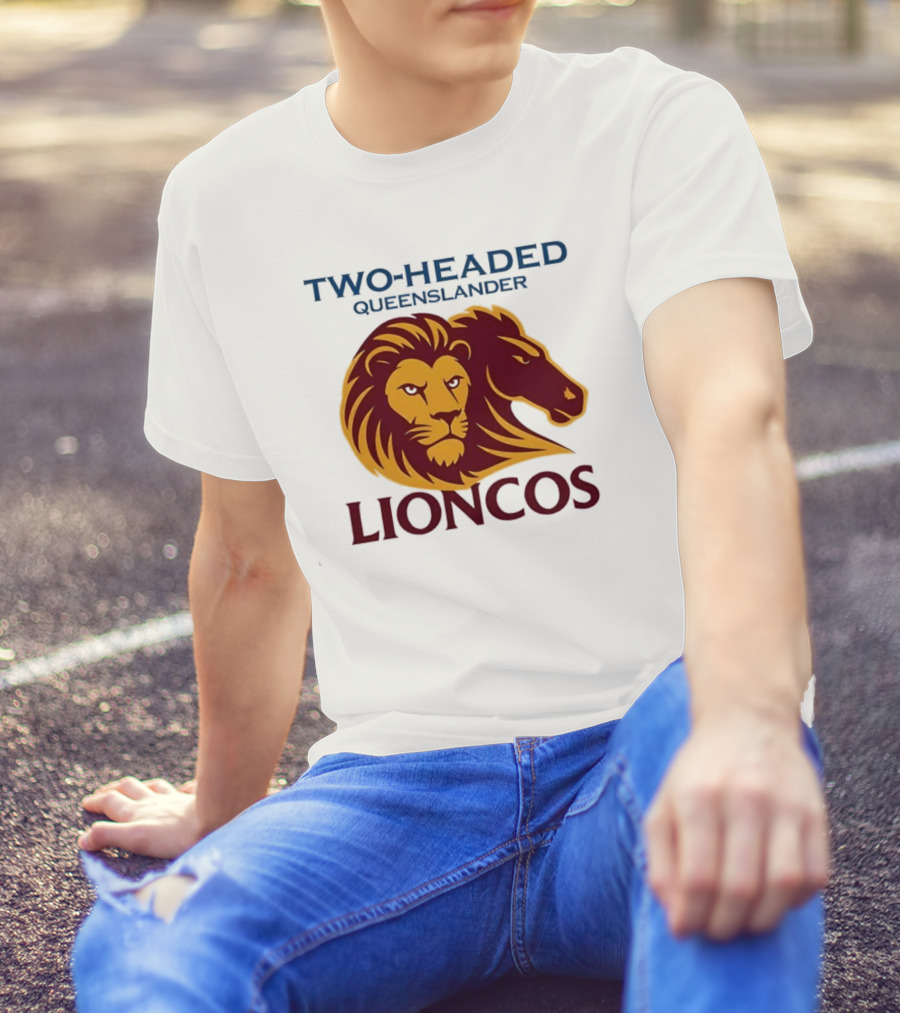 Two Headed Queenslander Lioncos Lion And Horse Head T-Shirt