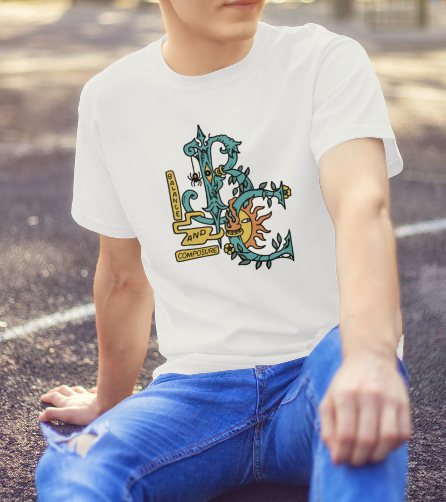 BALANCE AND COMPOSURE ORCHID BLUE SUN AND MOON T-Shirt