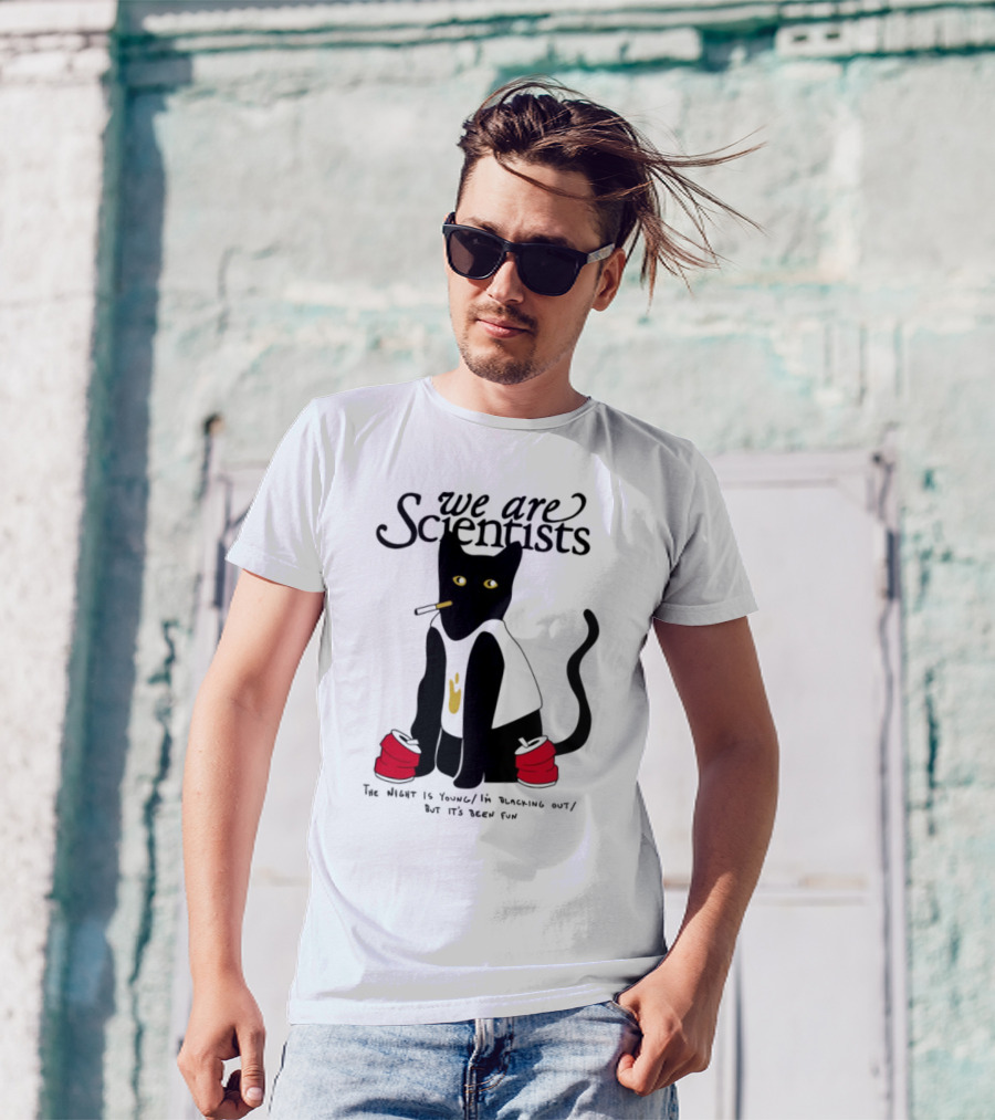 We Are Scientists Washed Up Cat Smoking Red Shoes This Scene Is Dead T-Shirt
