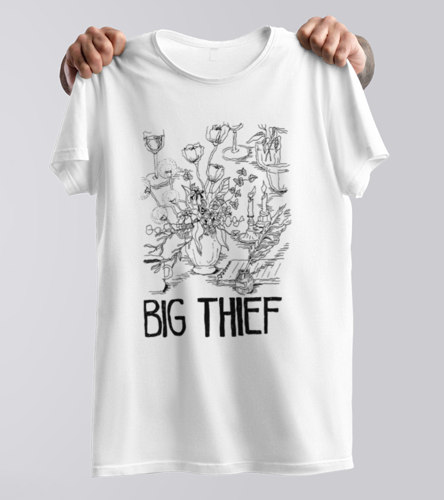 Big Thief Flowers And Candles Botanical Sketches T-Shirt