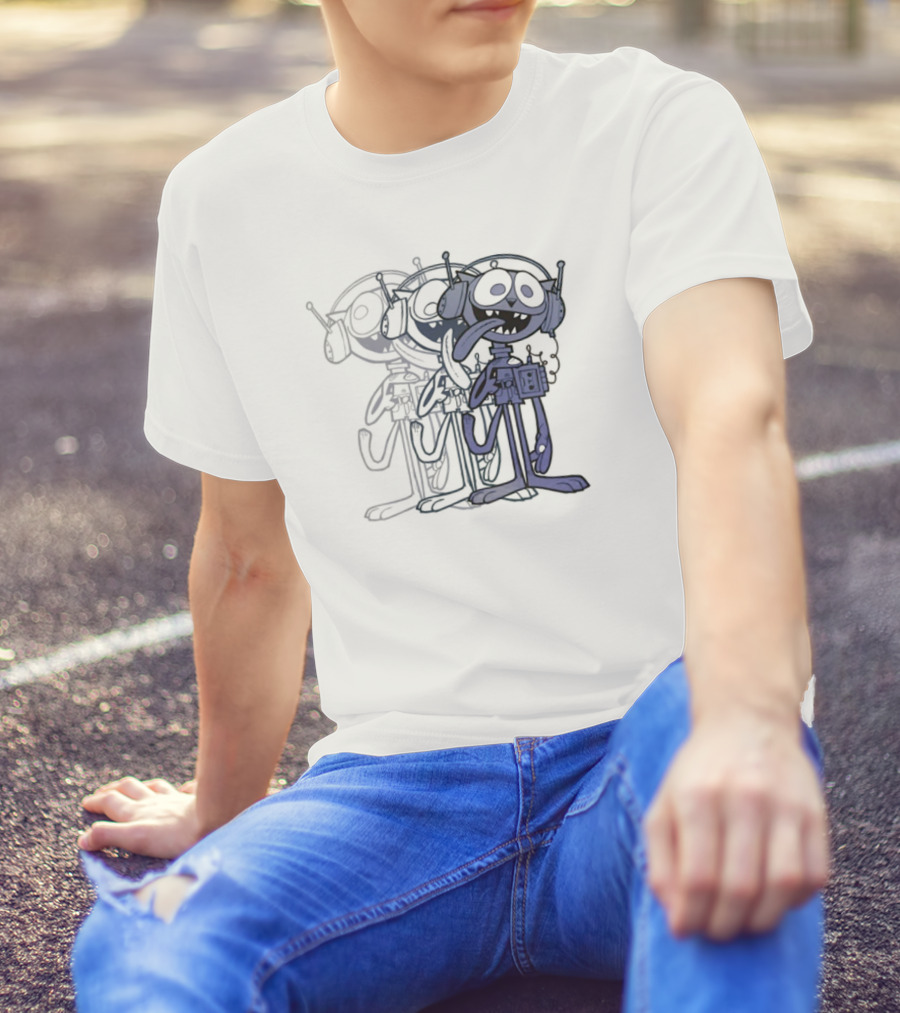 Gorillaz Cat Play Headphones Cartoon Character T-Shirt