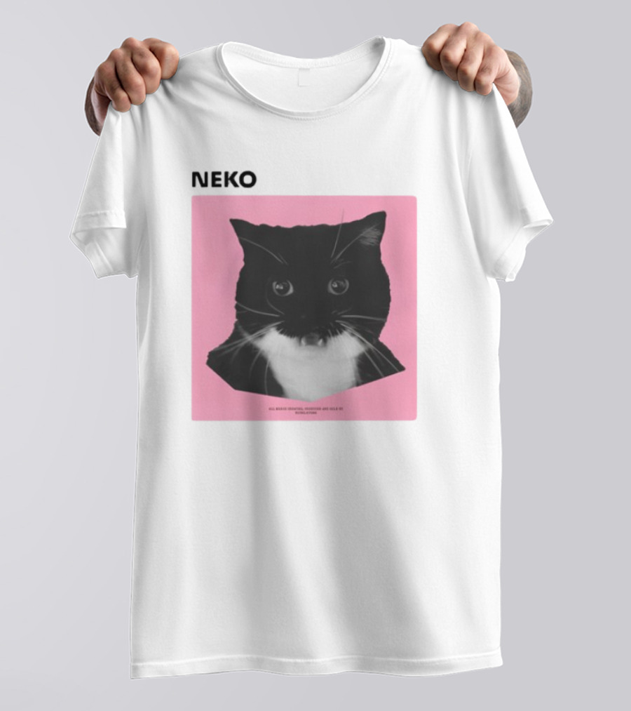 Neko Uni The Strongest Cat Silhouette In Black And Pink T-Shirt
