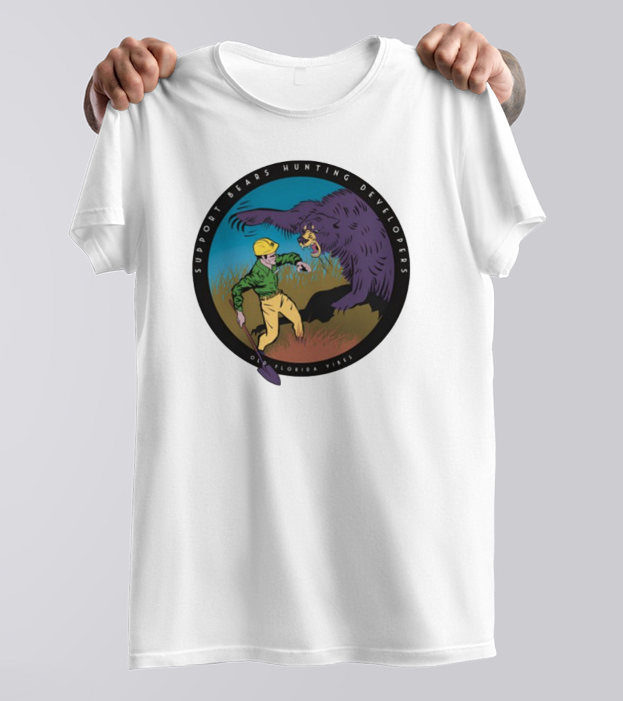 Support Bears Hunting Developers Old Florida Vibes Graphic T-Shirt