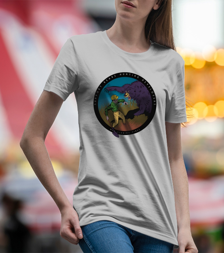 Support Bears Hunting Developers Old Florida Vibes Graphic T-Shirt