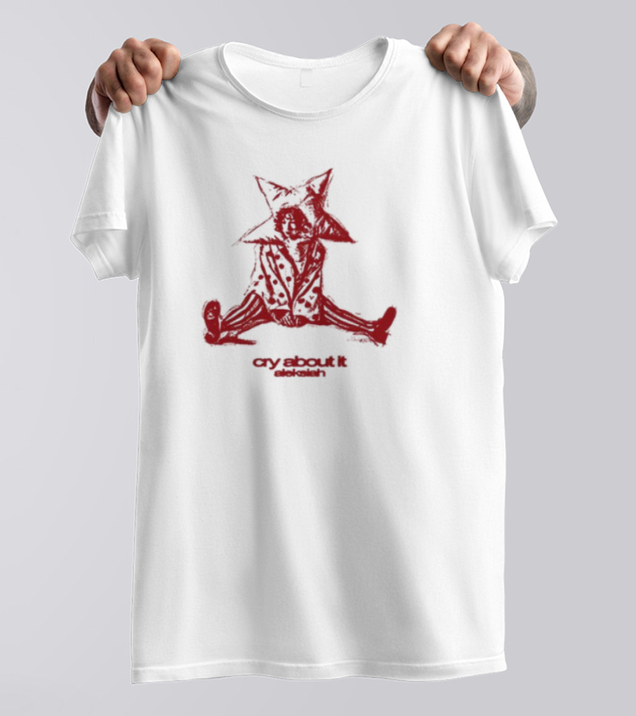 Aleksiah Cry About It Red Sketchy Cat Ears Print T-Shirt