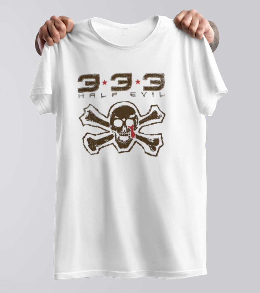 333 Half Evil Skull Crossbones Pirate T-Shirt