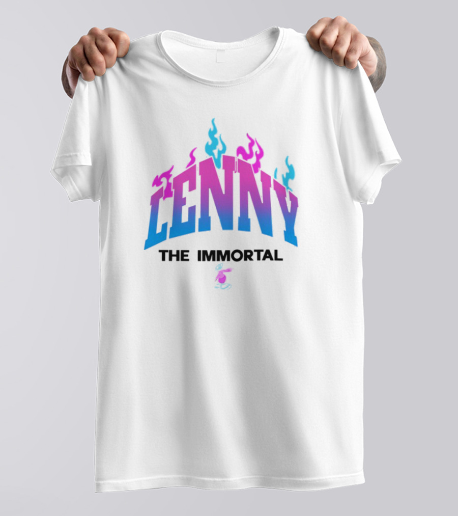 Lenny The Immortal Flaming Gradient Text With Cartoon Character T-Shirt