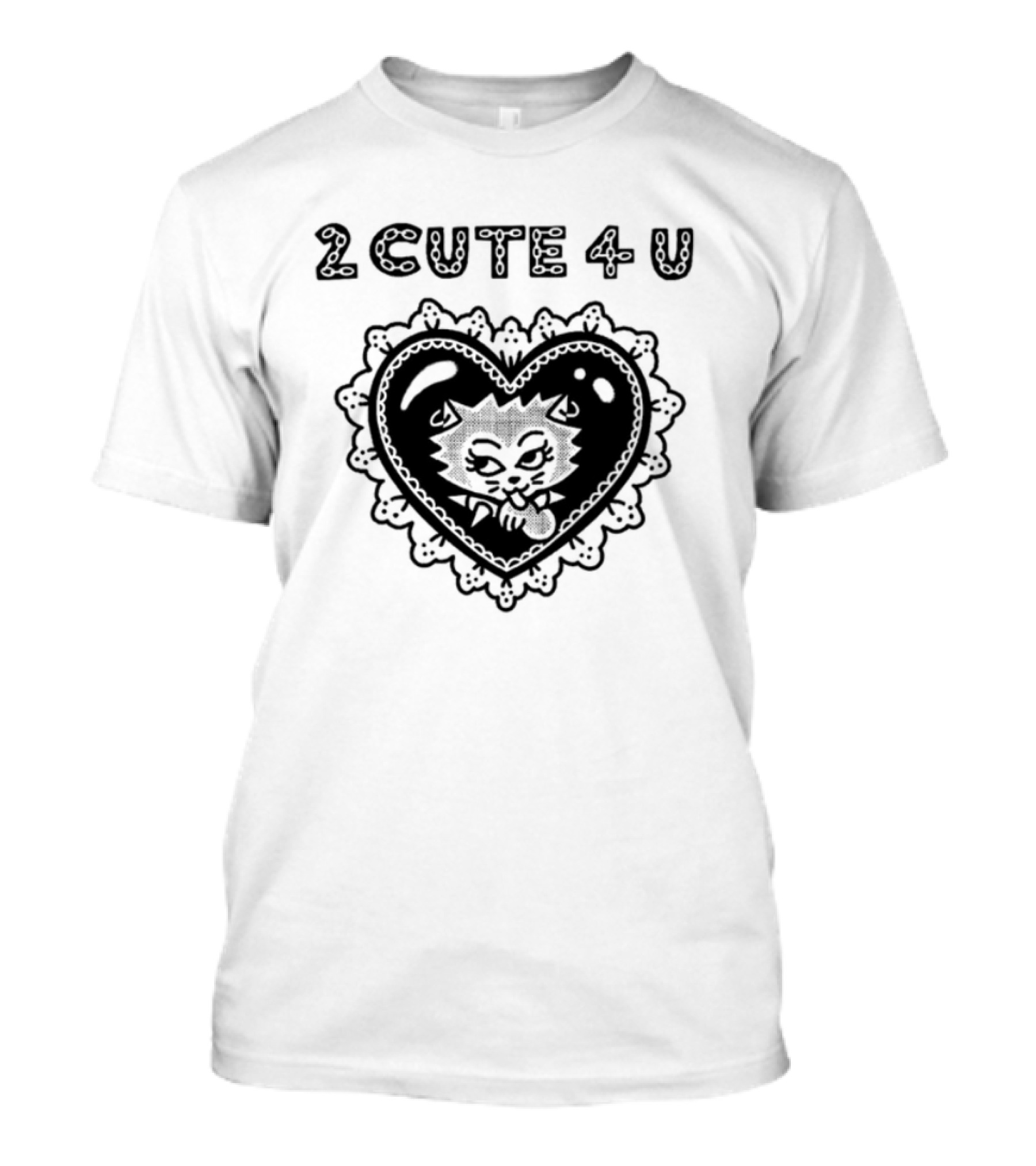2 Cute 4 U Heart Cat Lovers Aidabloom T-Shirt
