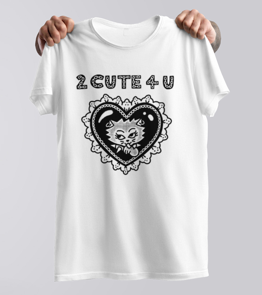 2 Cute 4 U Heart Cat Lovers Aidabloom T-Shirt