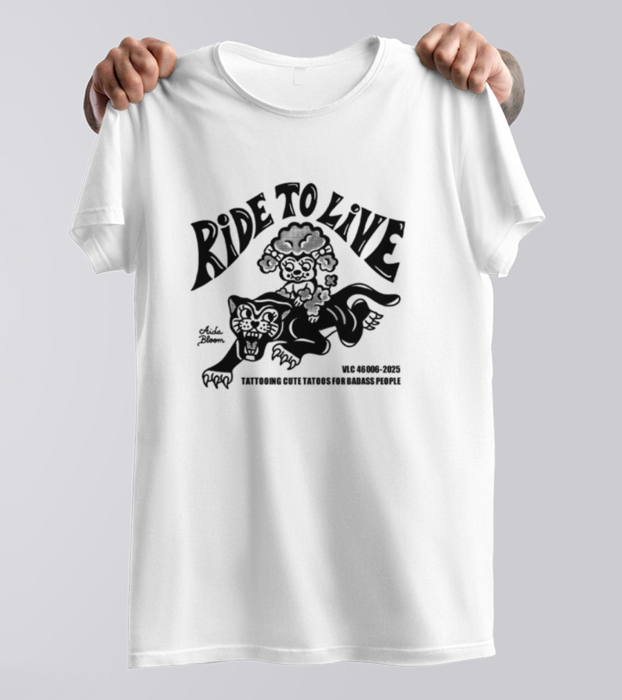 Ride To Live Aidabloom Skeleton Biker Wings T-Shirt