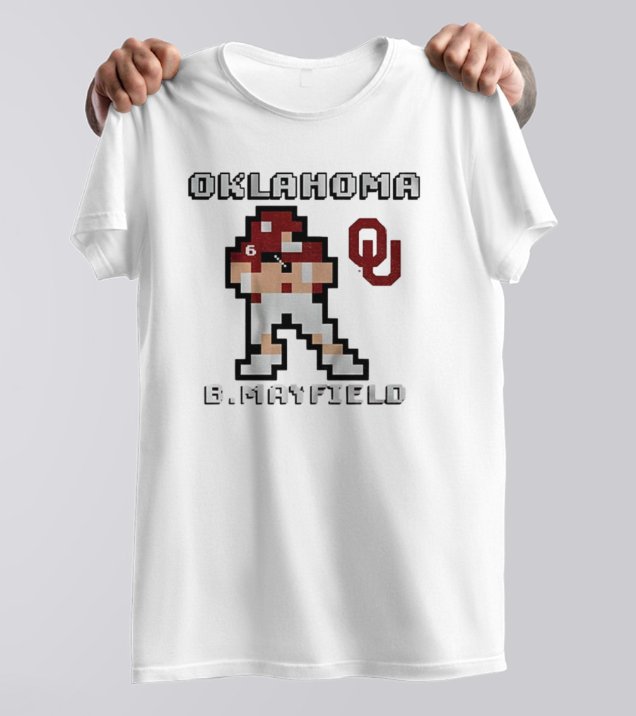 Oklahoma Sooners B. Mayfield Retro Pixel Football T-Shirt