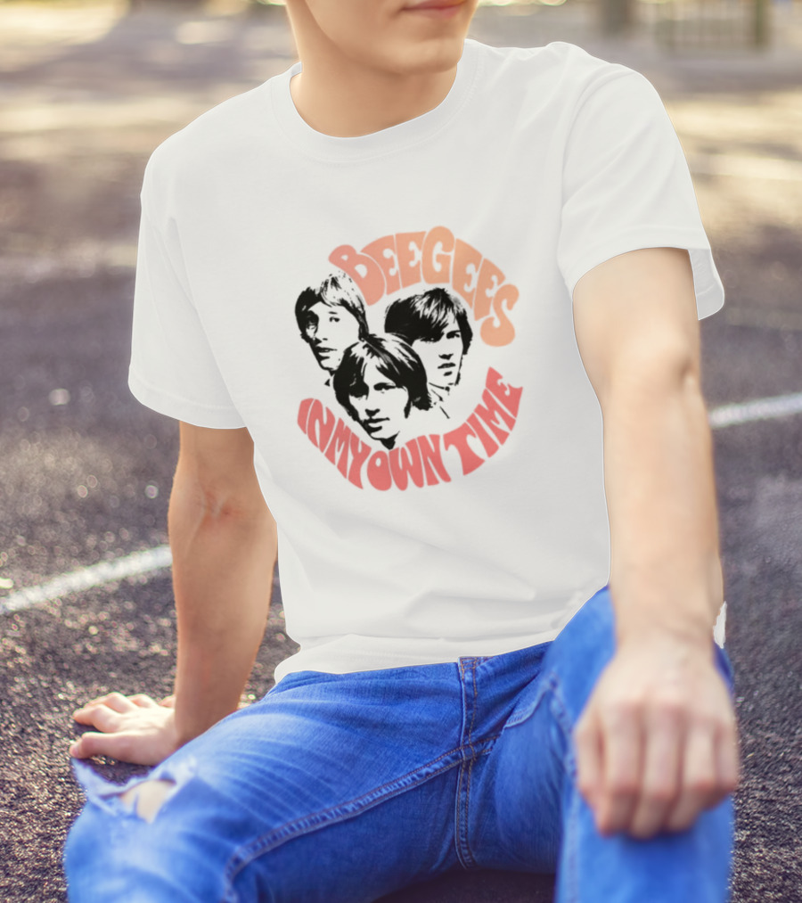 Bee Gees In My Own Time Orange And Red Text T-Shirt