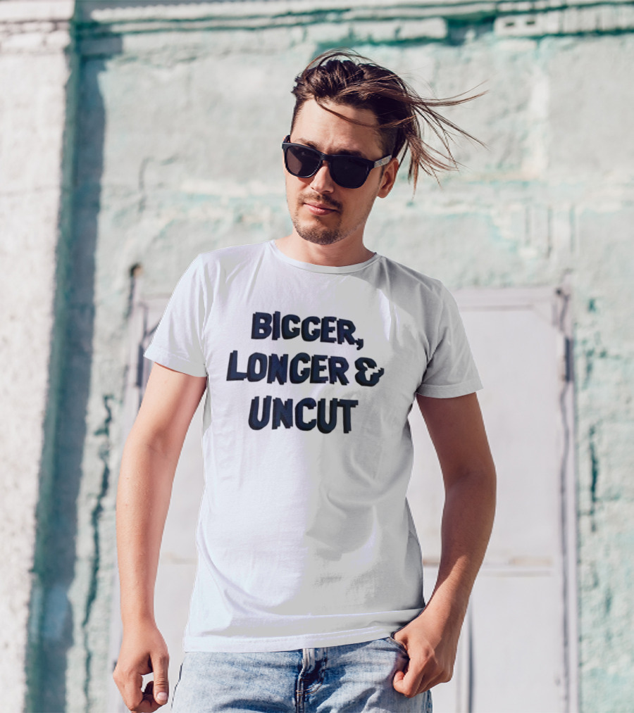 Bigger Longer Uncut Typography Style T-Shirt