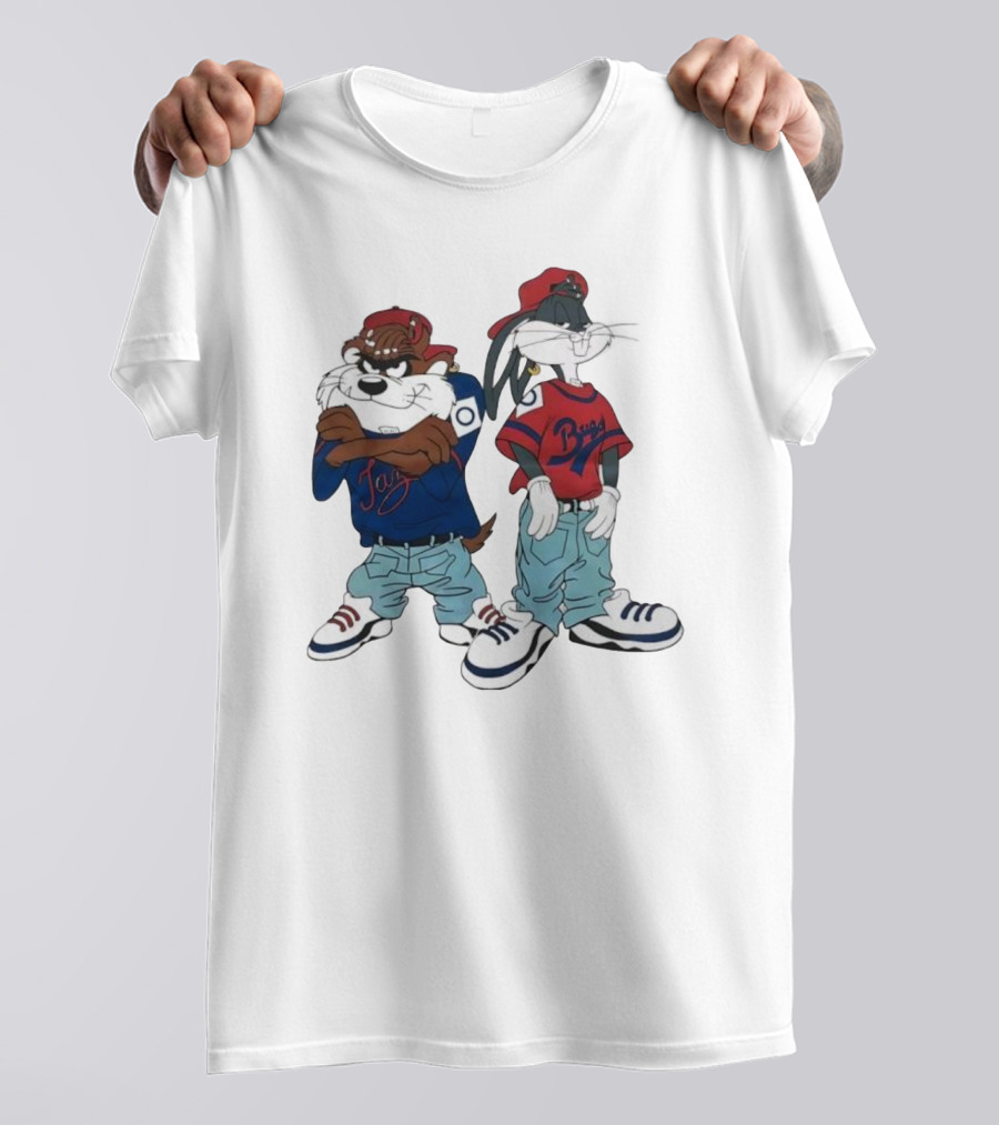 Bugs Bunny Taz Hip Hop Vintage Style Baggy Jeans Sneakers T-Shirt