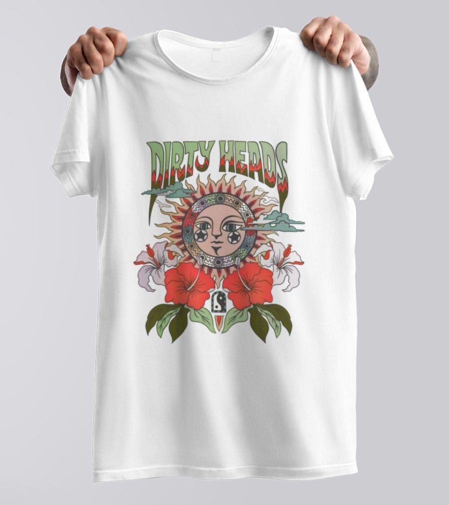 Dirty Heads Cali Sun Orange Sunflower And Hibiscus Design T-Shirt