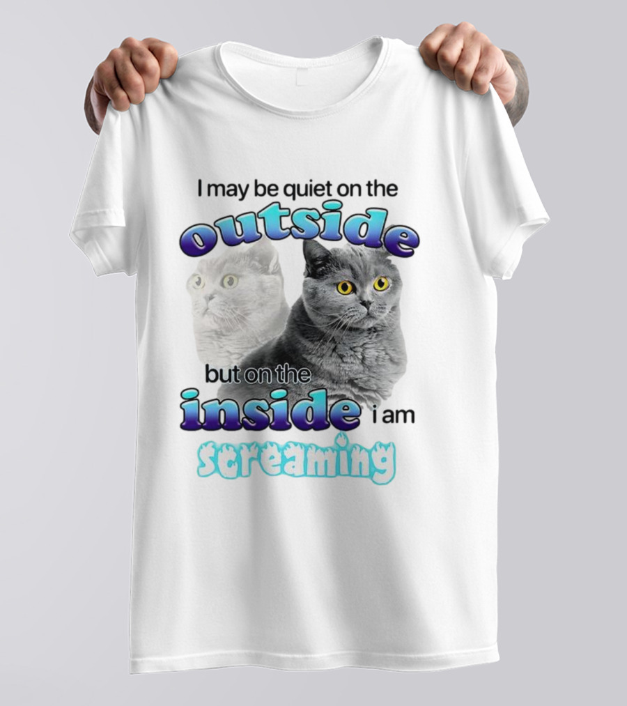 Cat I May Be Quiet On The Outside But On The Inside I Am Screaming T-Shirt