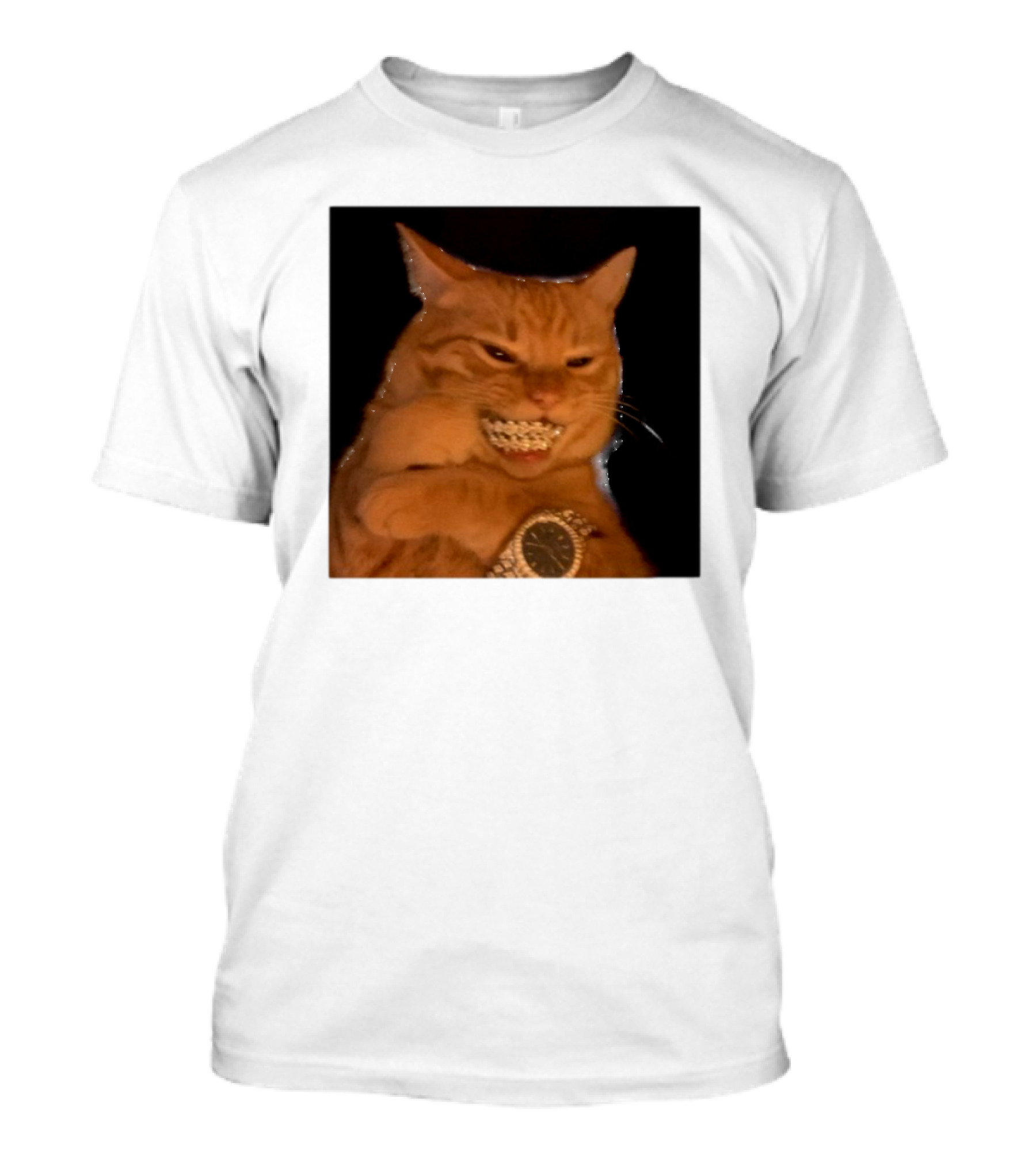 Cat Morgan Freebands Iced Out Gangsta Cat With Diamond Grill And Bling T-Shirt