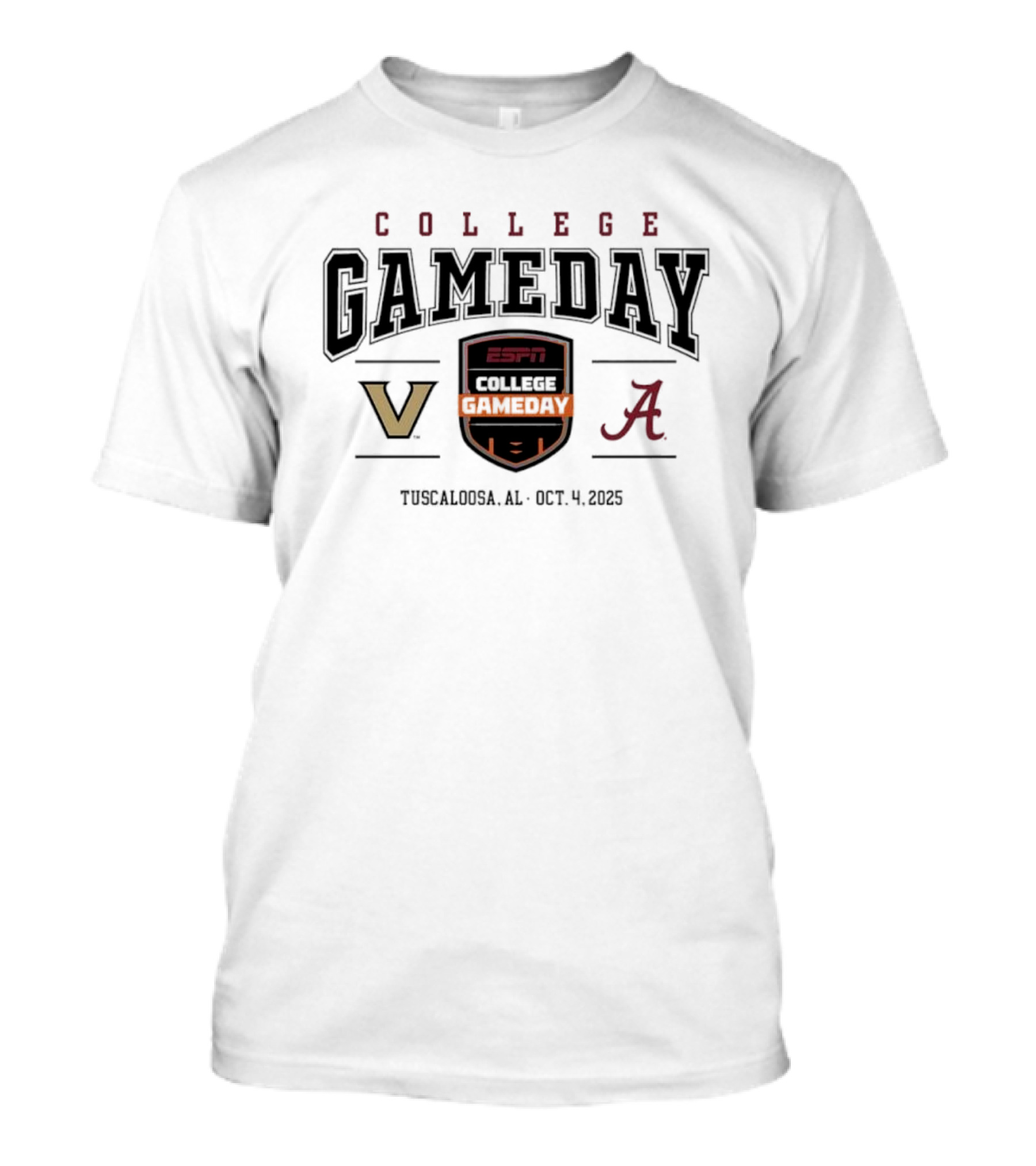 College GameDay ESPN Vanderbilt Commodores Vs Alabama Crimson Tide Tuscaloosa Oct 4 2025 T-Shirt