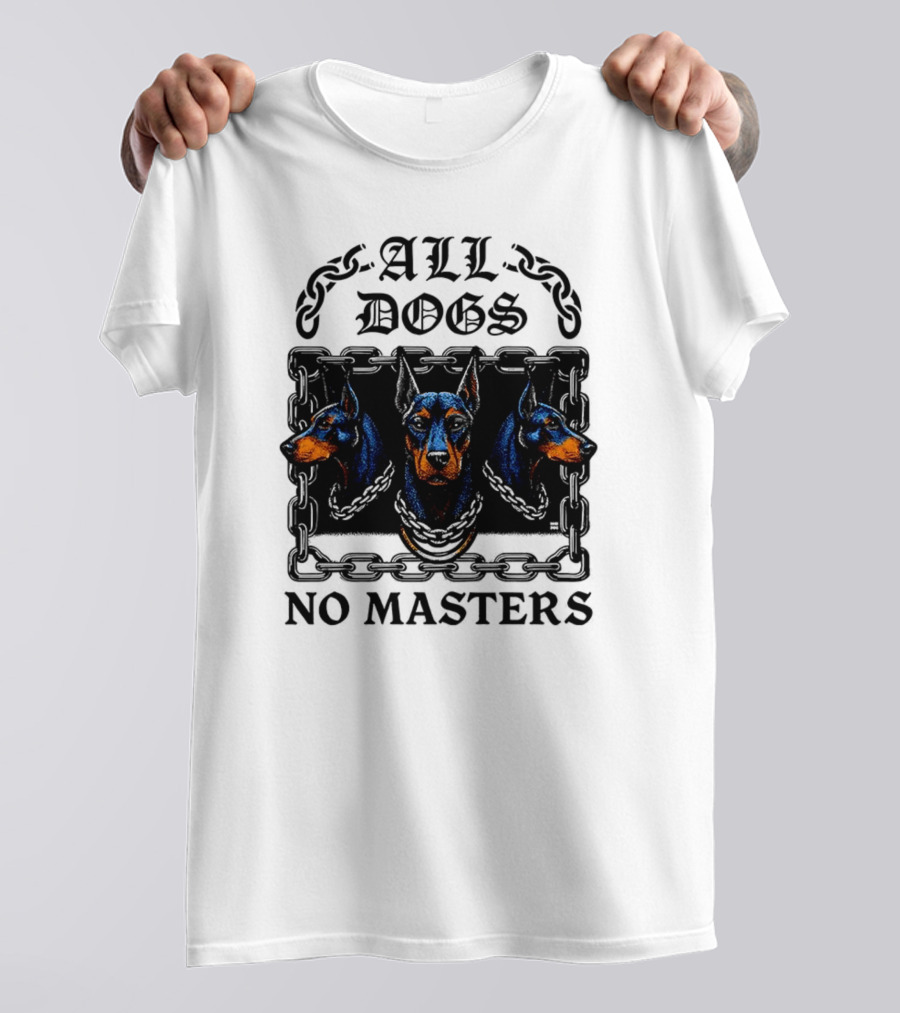 Doberman All Dogs 2025 No Master Tri Color Illustration T-Shirt