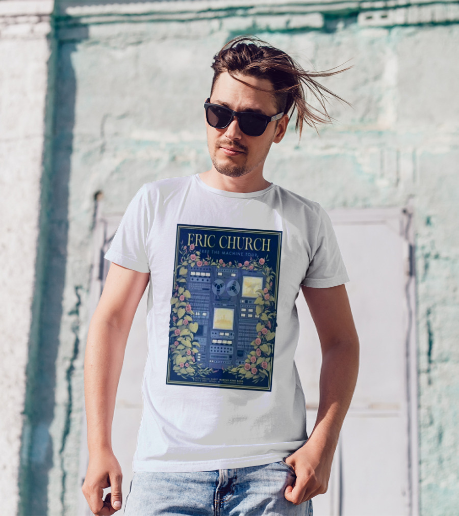 Eric Church Free The Machine Tour 2025 Marcus King Band Little Caesars Arena Detroit T-Shirt
