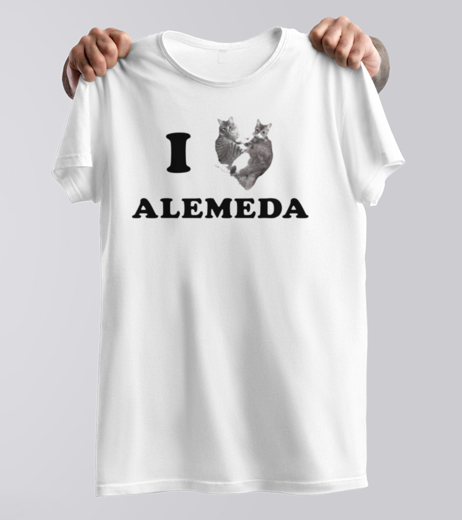 I Love Alameda Cat Heart Design T-Shirt