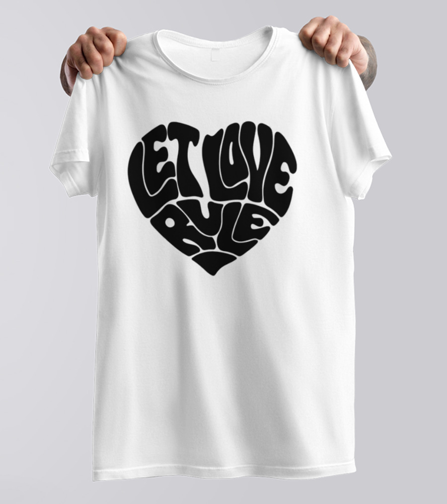 Lennykravitz Let Love Rule Heart Text Portrait Style T-Shirt