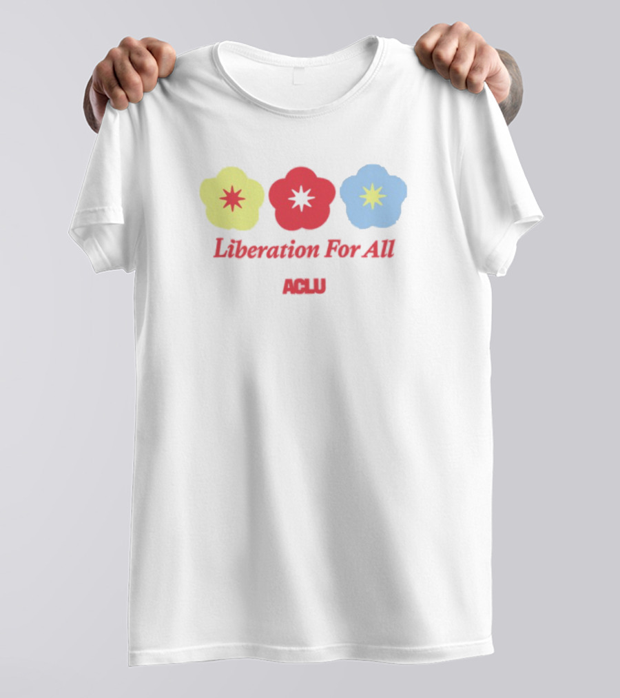 Liberation For All ACLU Flowers Red Yellow Blue T-Shirt