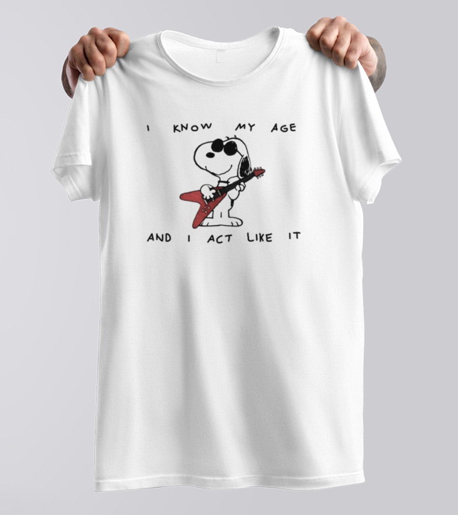 I Know My Age And I Act Like It Limited Edition Dog Electric Guitar T-Shirt