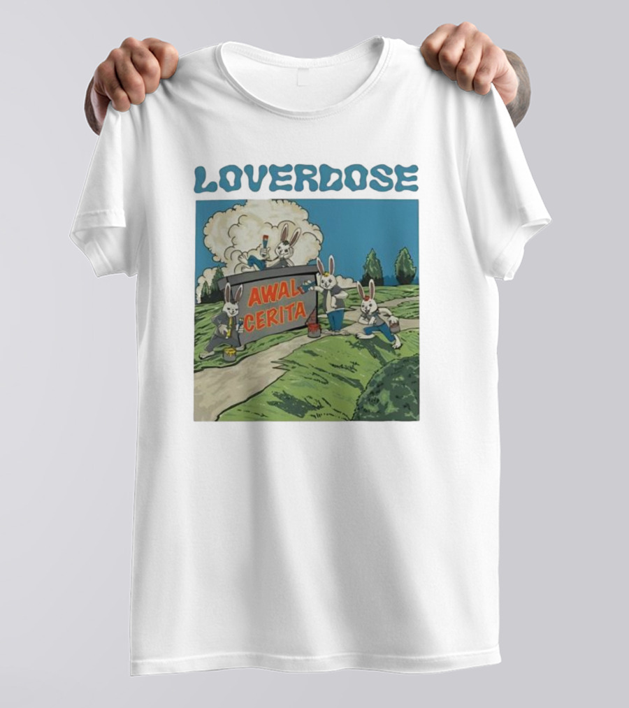 Loverdose Awal Cerita Rabbits Painting Sign T-Shirt
