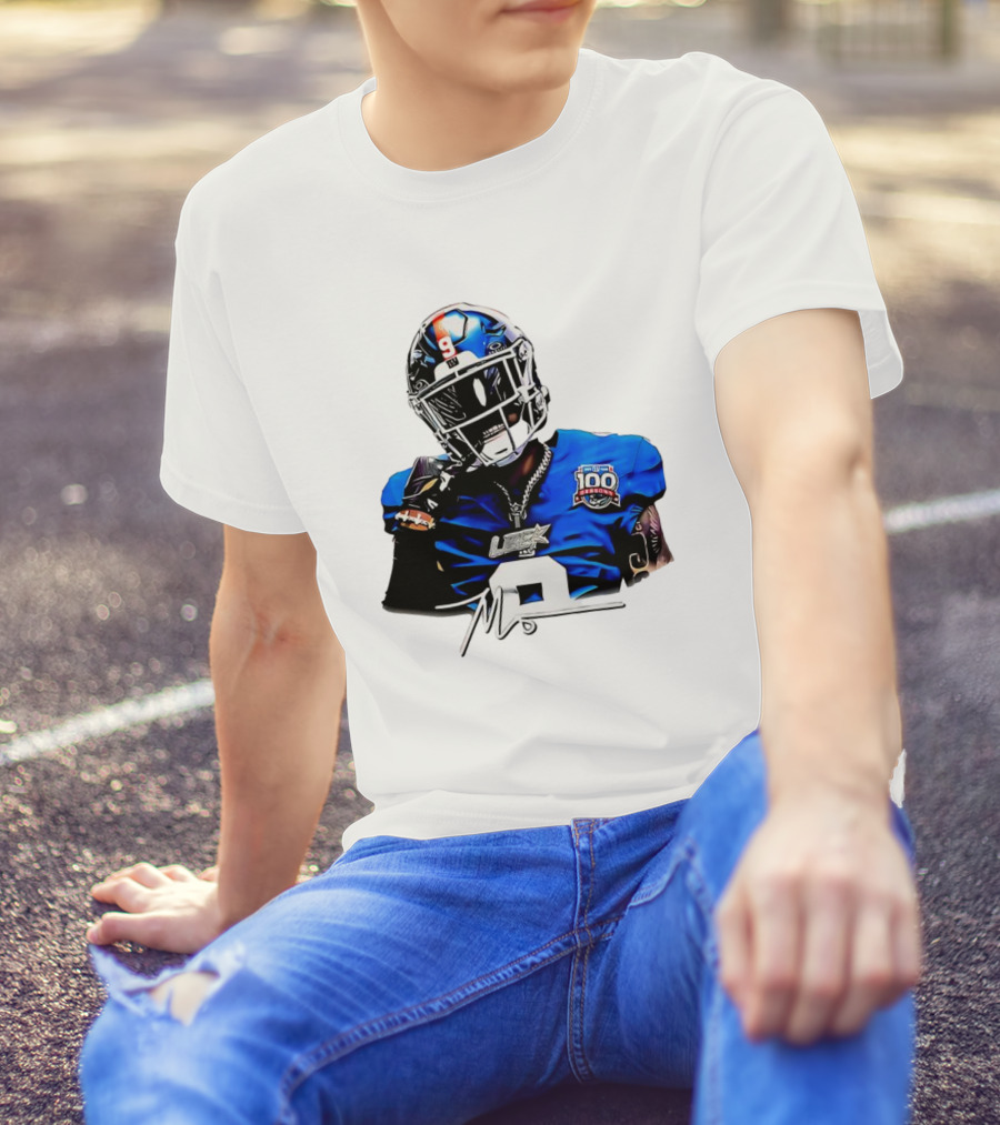 Malik Nabers New York Giants Football Rookie Signature 100th Season LSHOF T-Shirt