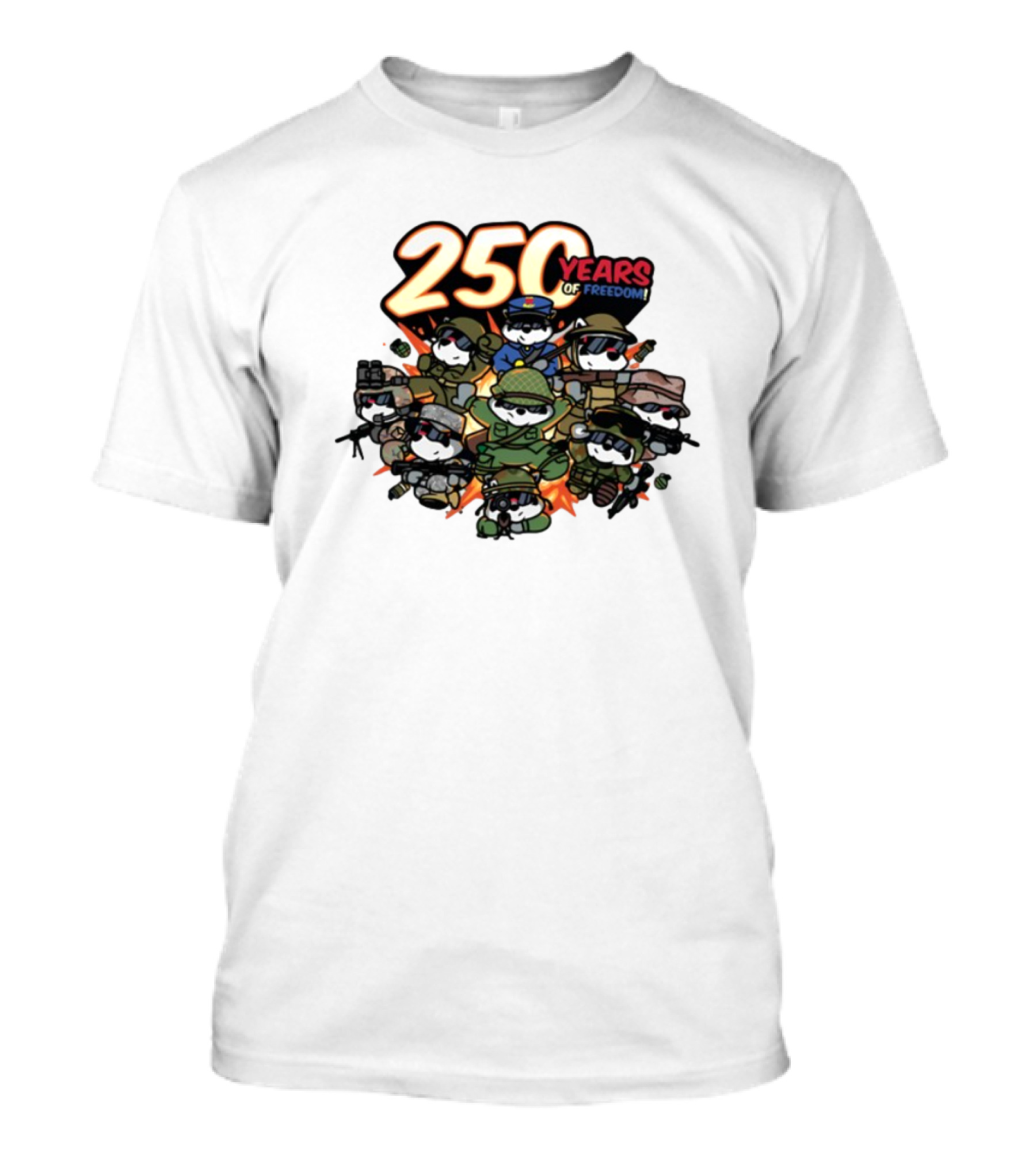 Mandatoryfunday 250 Years Of Freedom Military Characters Celebration T-Shirt