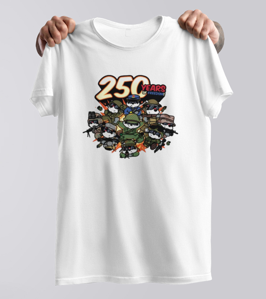 Mandatoryfunday 250 Years Of Freedom Military Characters Celebration T-Shirt