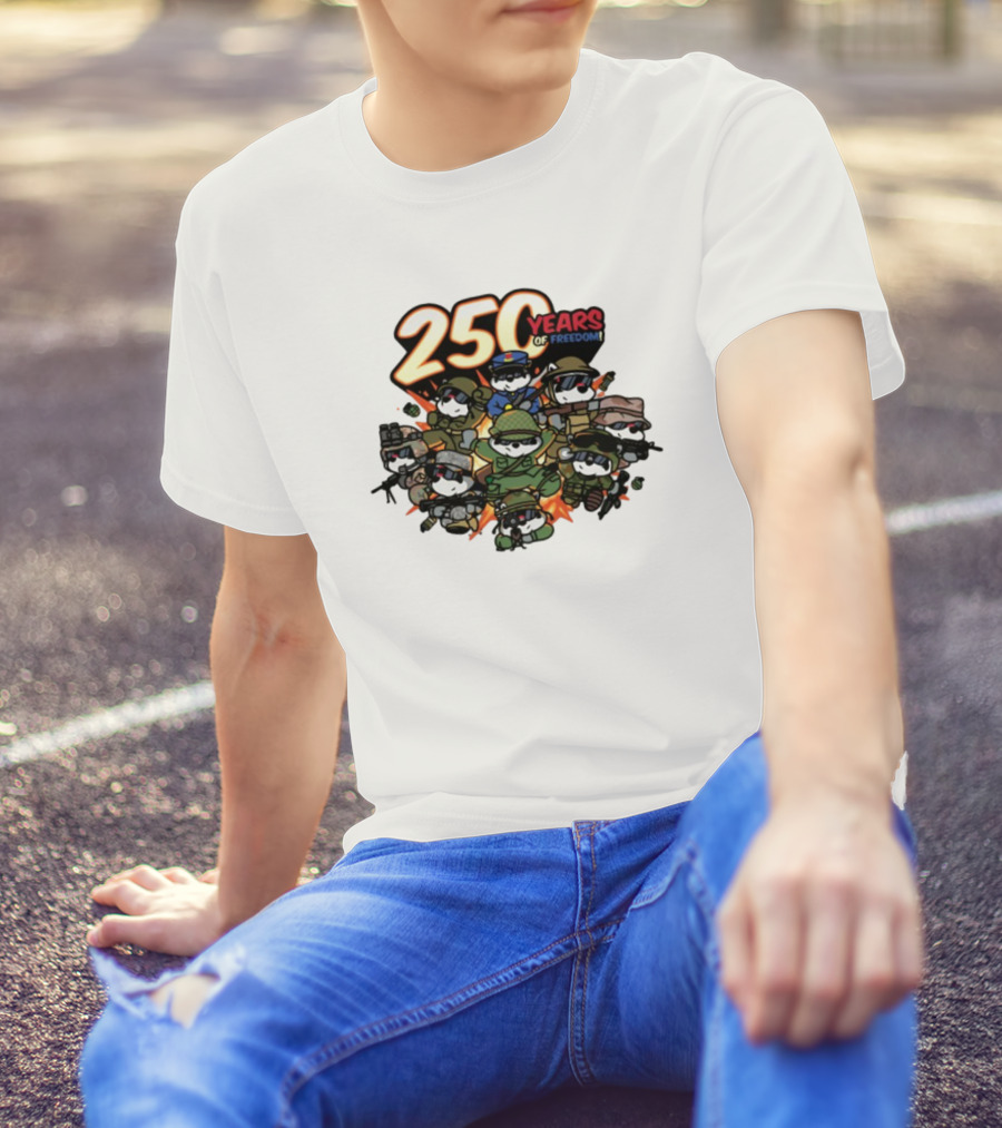 Mandatoryfunday 250 Years Of Freedom Military Characters Celebration T-Shirt