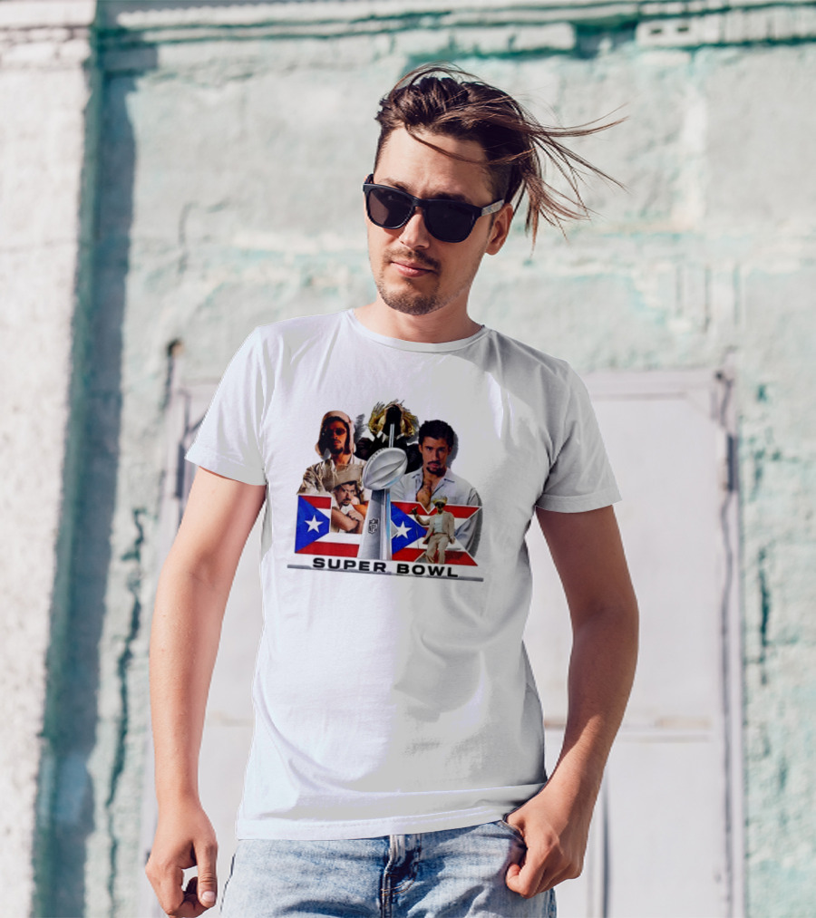 Bad Bunny Super Bowl 2026 Puerto Rican Flag NFL Halftime Show T-Shirt