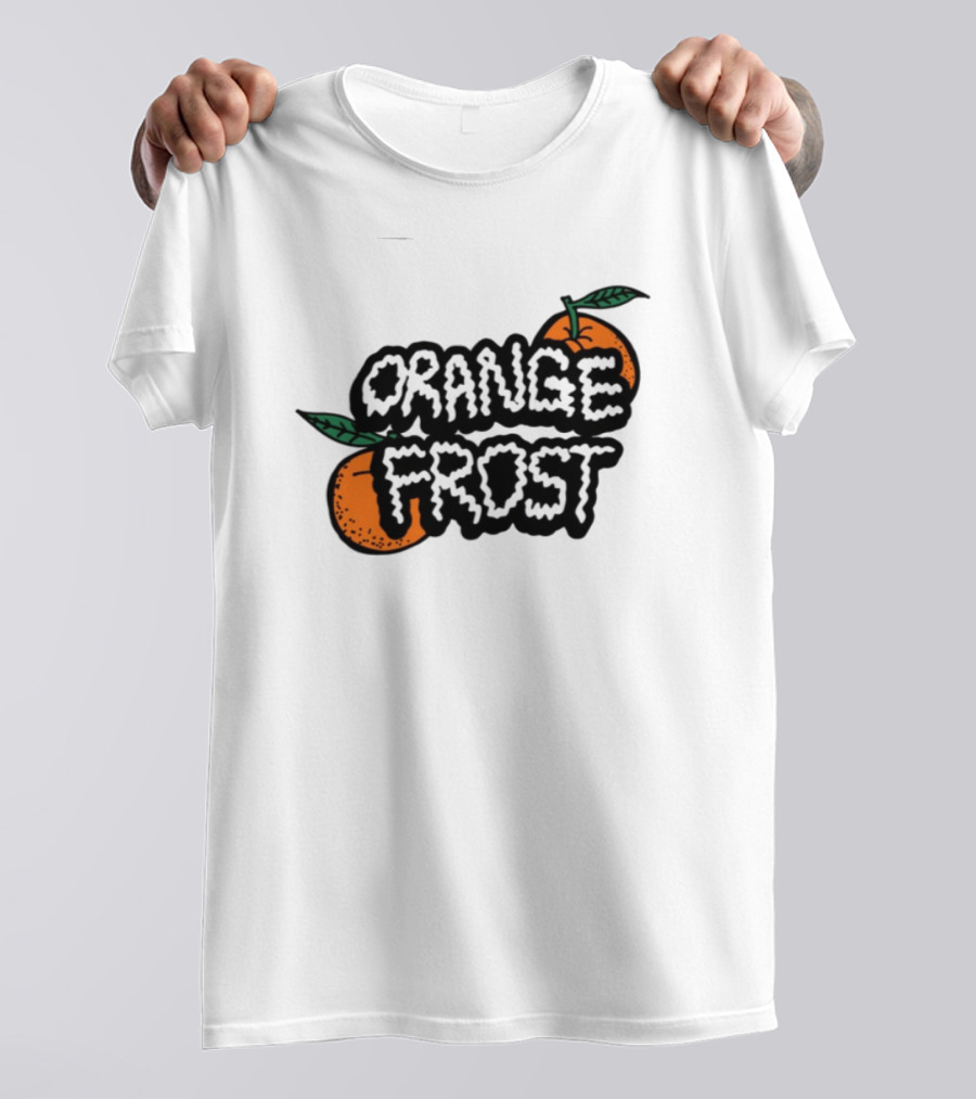 Orange Frost Citrus Design With Green Leaf Elements T-Shirt