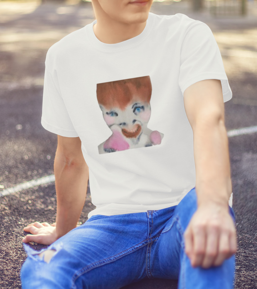 Pearly Drops The Voices Are Coming Back Creepy Clown Face Pink And Brown Hair Blue Eyes T-Shirt