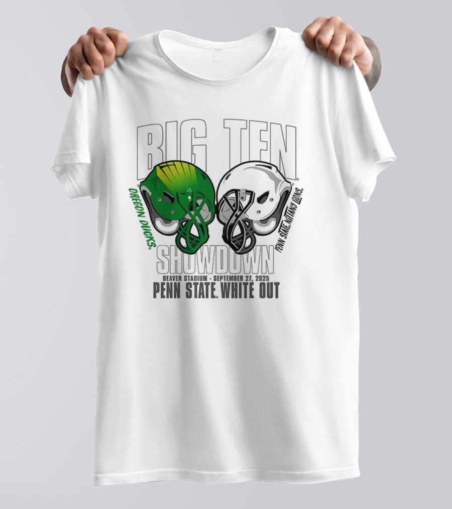 Penn State Nittany Lions Vs Oregon Ducks Football Big Ten Showdown 2025 White Out T-Shirt