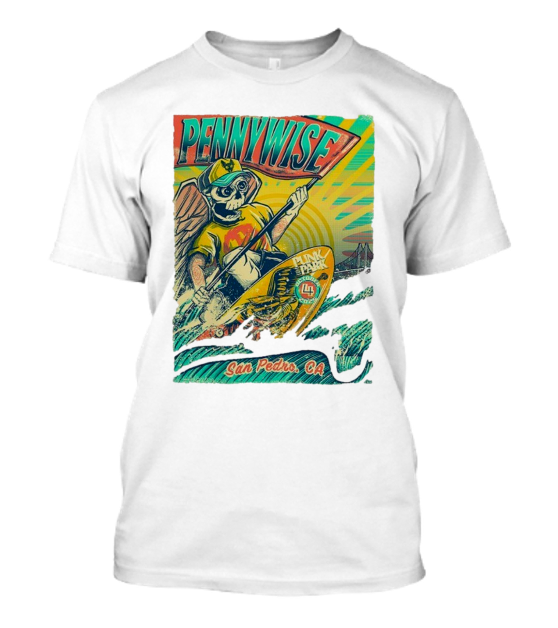 Pennywise Skeleton Surf Punk In The Park October 4 2025 San Pedro CA T-Shirt