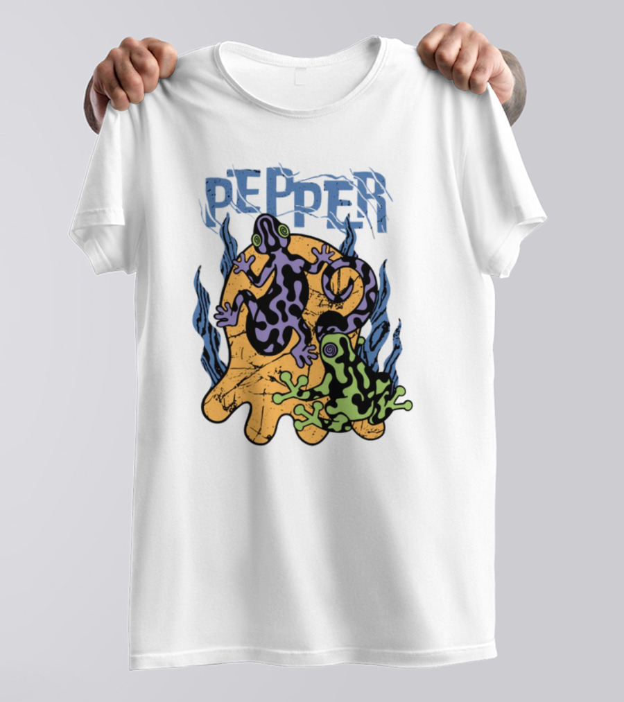 Pepper Skullconut Amphibians Psychedelic Frogs Graphic T-Shirt
