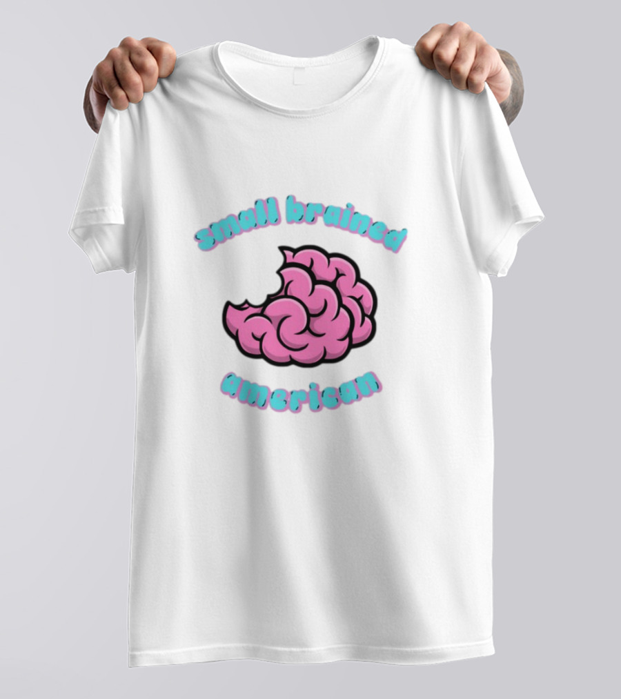 Small Brained American Pink Brain Illustration T-Shirt