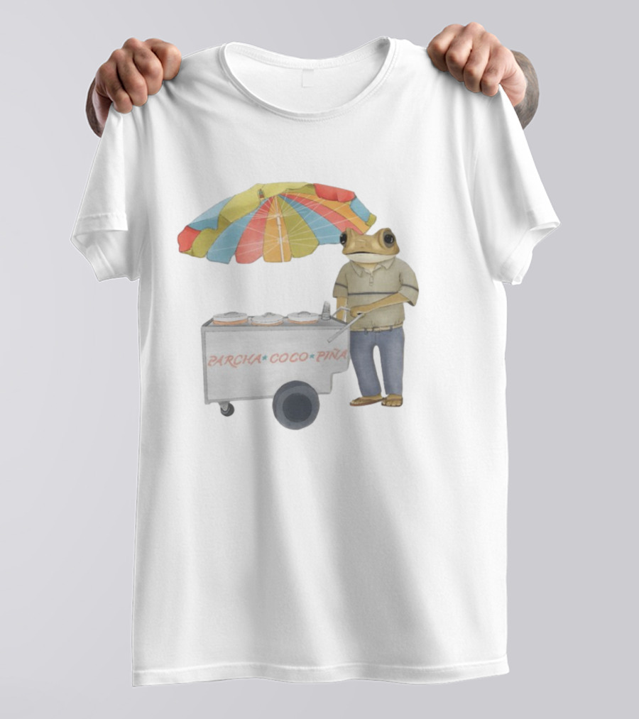 Parcha Coco Piña Frog Vendor With Colorful Umbrella T-Shirt