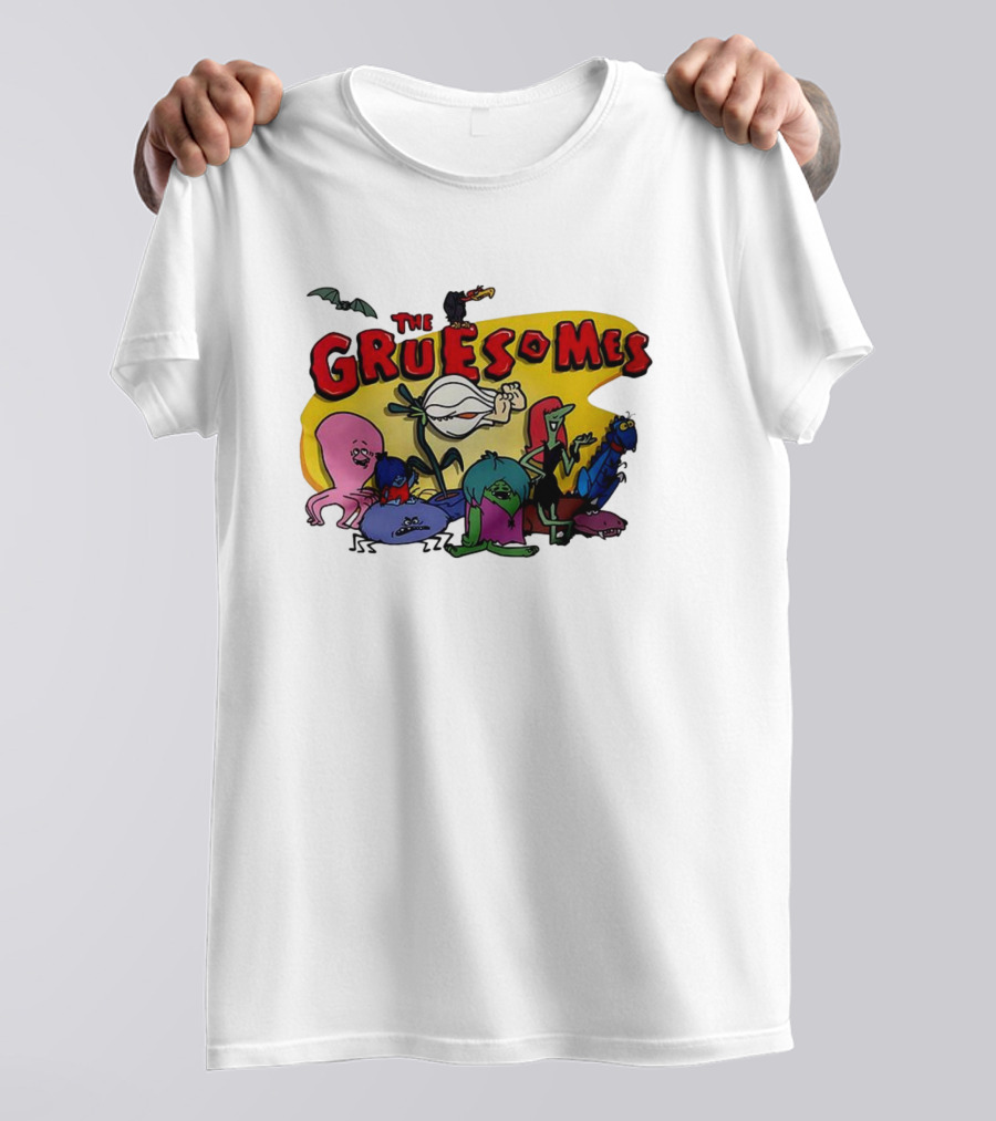 The Gruesomes Cartoon Characters With Bat And Vulture T-Shirt