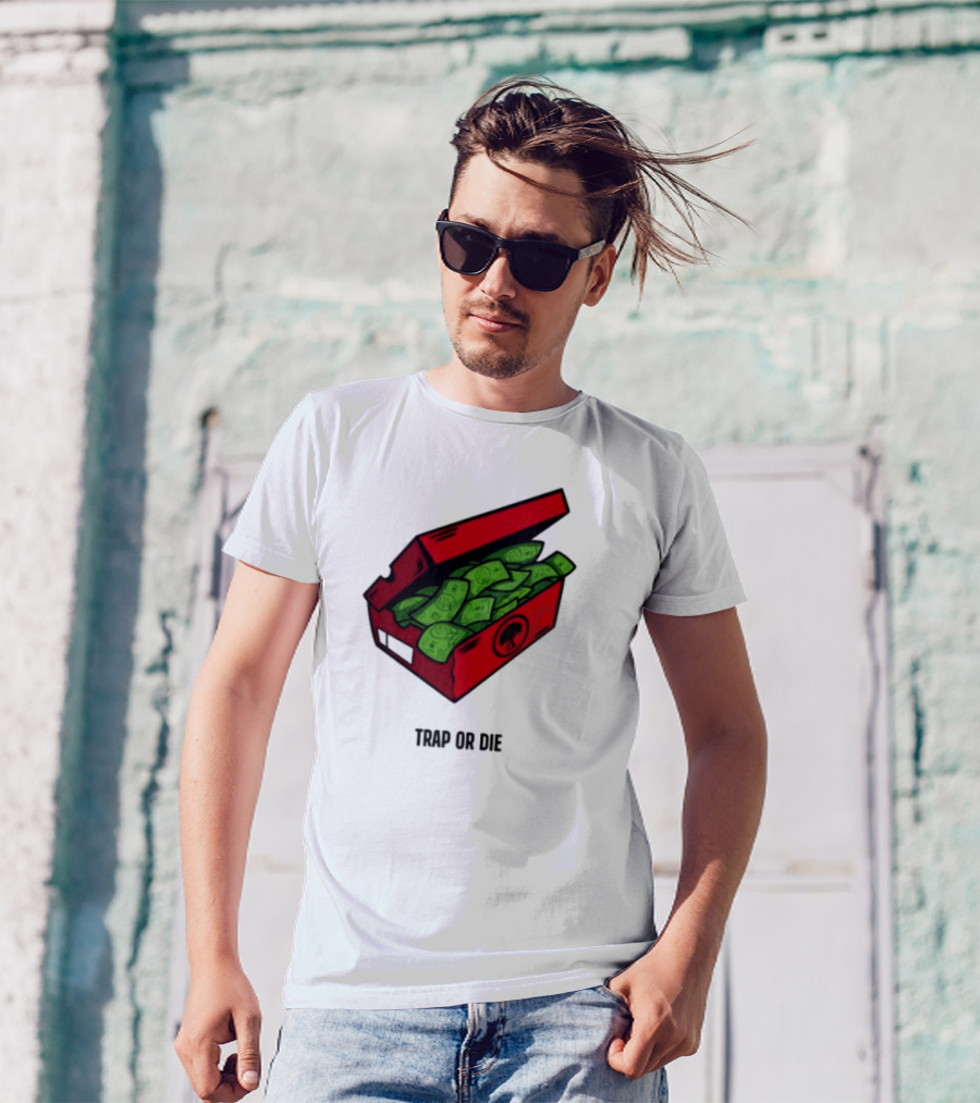 Trap Or Die Shoe Box Money Cash Stack T-Shirt