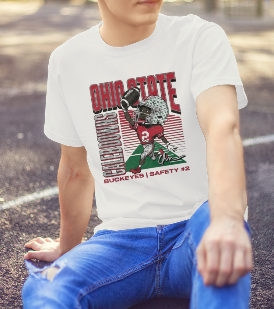 Ohio State Caleb Downs Buckeyes Safety Caricature #2 T-Shirt