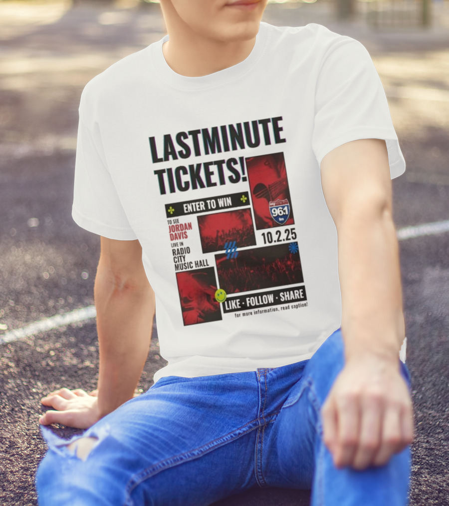 Last Minute Tickets Enter To Win Oct 2 2025 Radio City Music Hall 96.1 T-Shirt