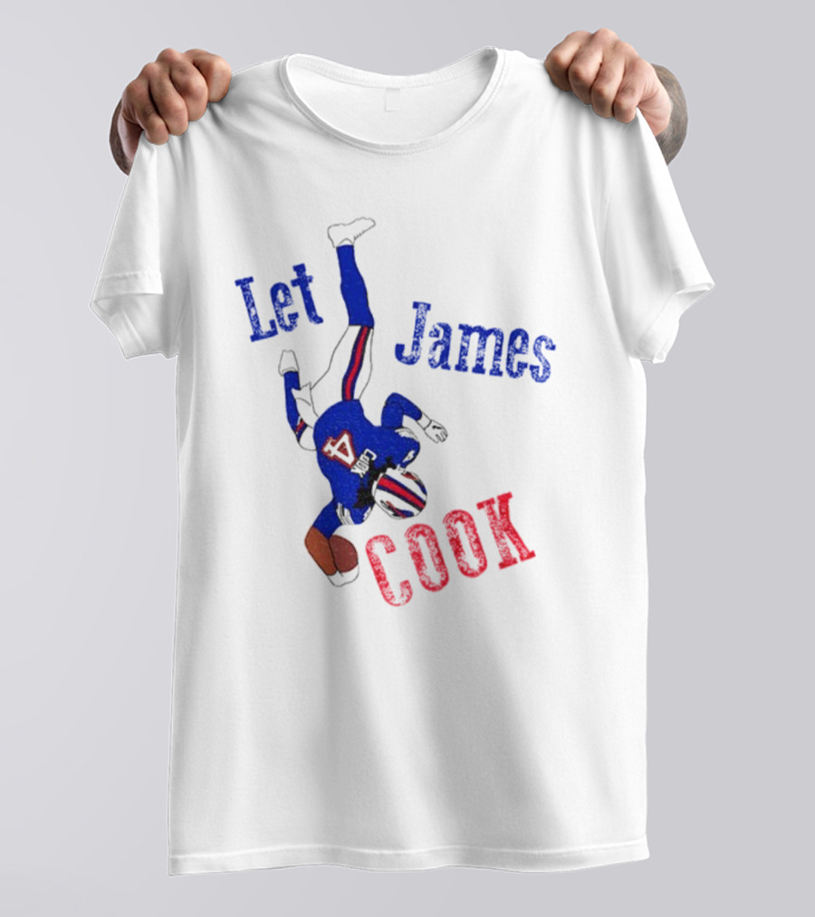 Let James Cook Football Player Red Blue Text T-Shirt