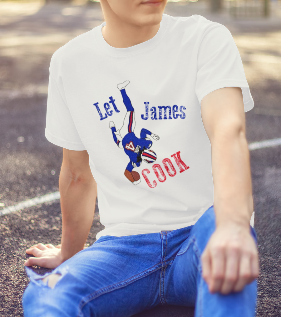 Let James Cook Football Player Red Blue Text T-Shirt