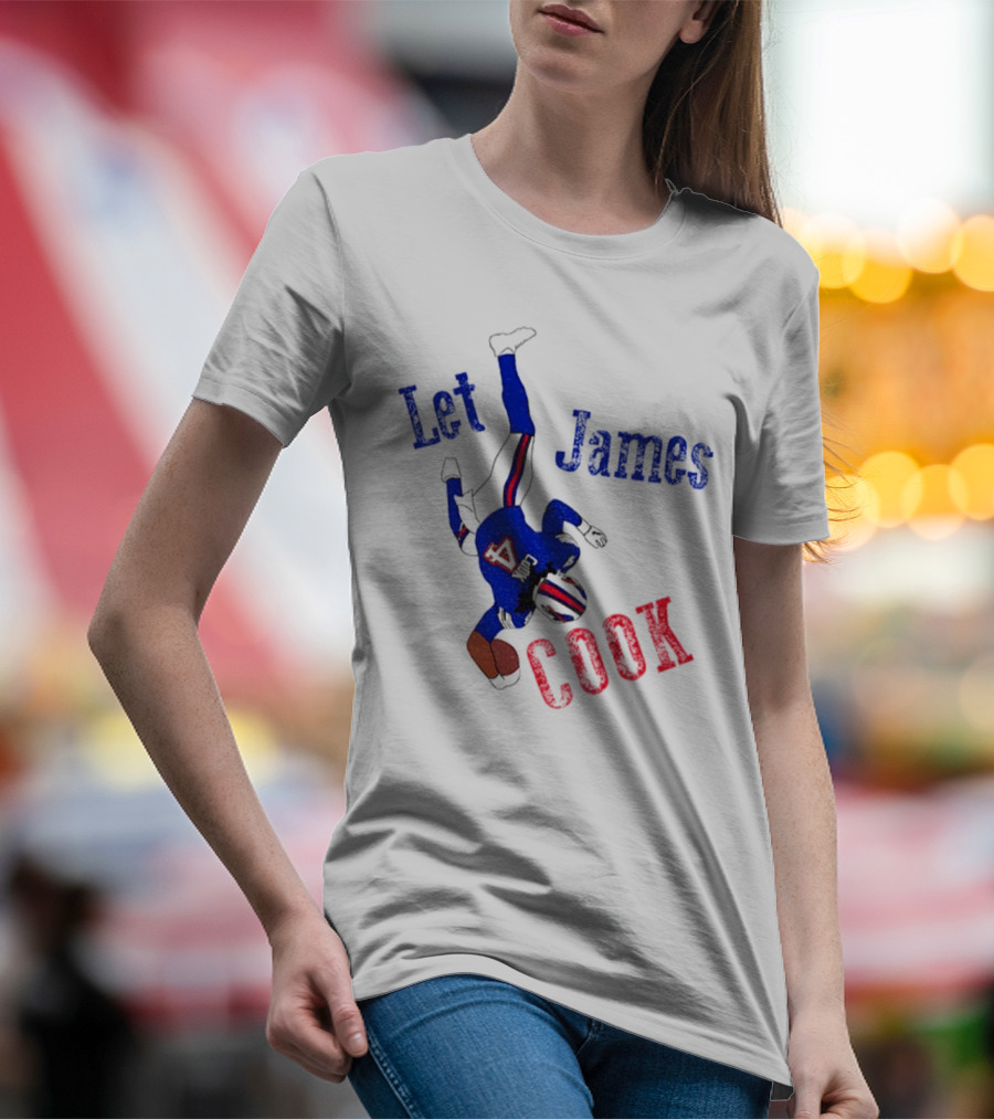 Let James Cook Football Player Red Blue Text T-Shirt